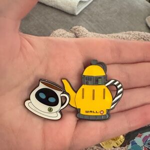 Disney loungefly Wall-E and Coffee Cup Enamel Pins set